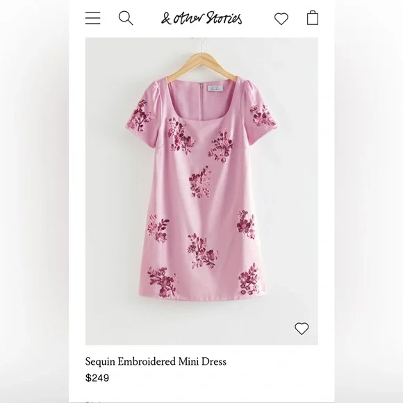 & other stories pink sequin dress & OTHER STORIES Padded Shoulder Sequin Dress